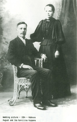 1884 wedding photo, August and Ida Koppana