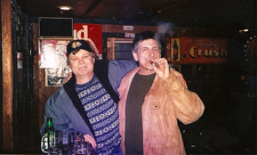 U.P. historian Gerry Mantel and bandmember Les Ross out on the town in Marquette, MI